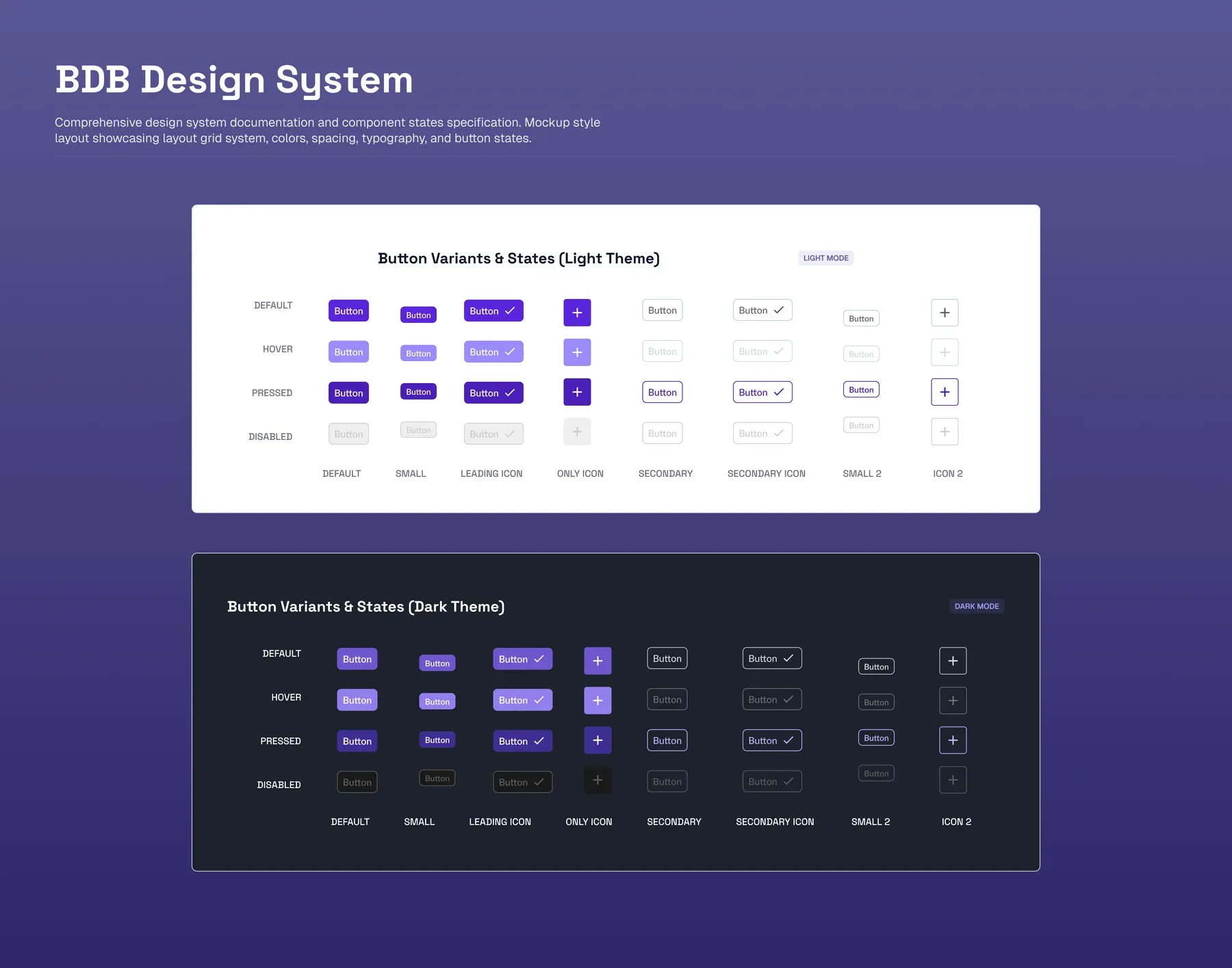 Design tokens: colour, type, and spacing scales.